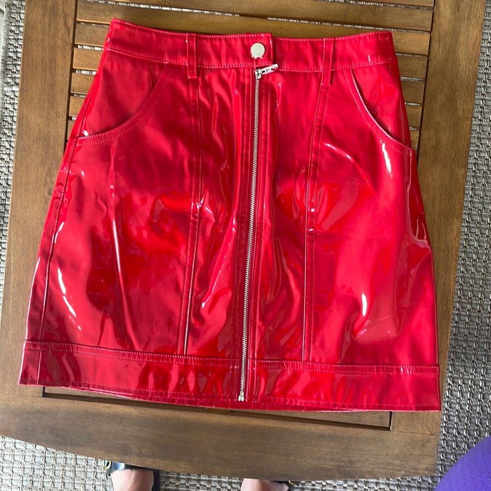 Mistress Rocks Red Patent Skirt